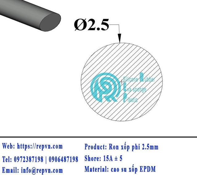 ron xop EPDM tron phi 2.5mm min