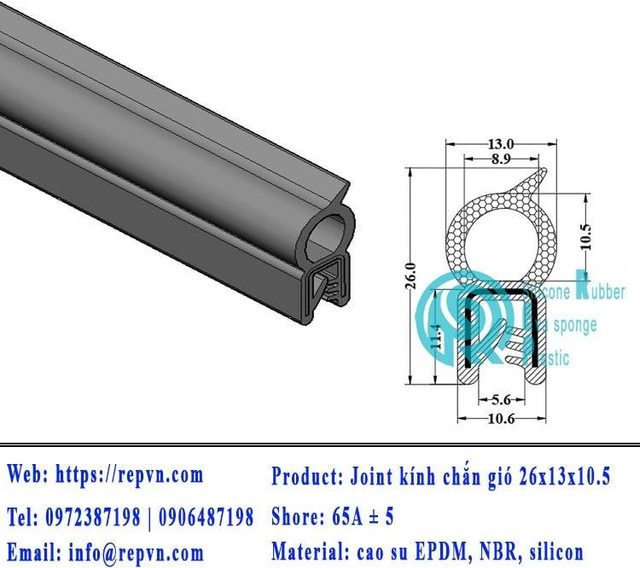 Vòng đệm nối nhiệt cao su chữ U 3.0mm min