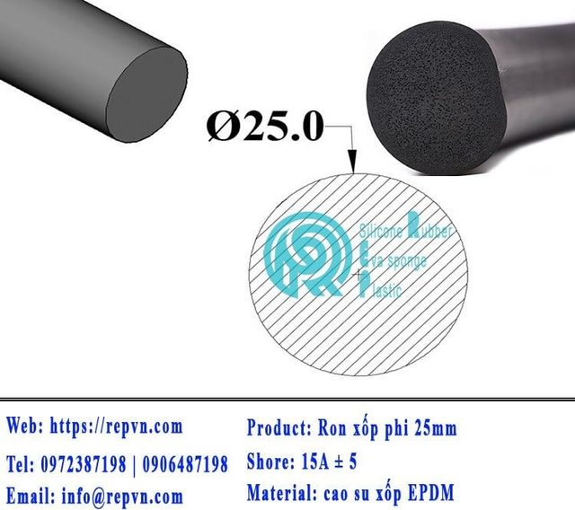 ron xop EPDM tron phi 25mm min
