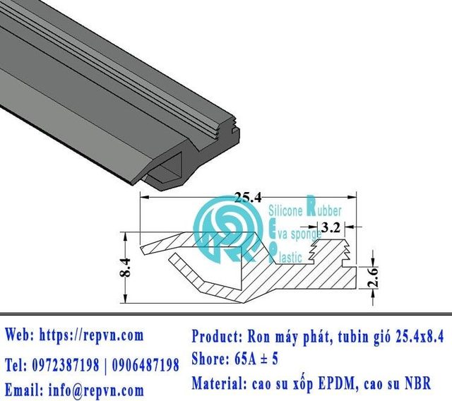 ron xop EPDM tron phi 1.5mm min