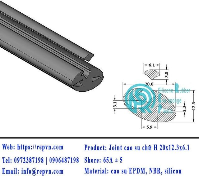 Vòng đệm nối nhiệt cao su chữ U 6.0mm min