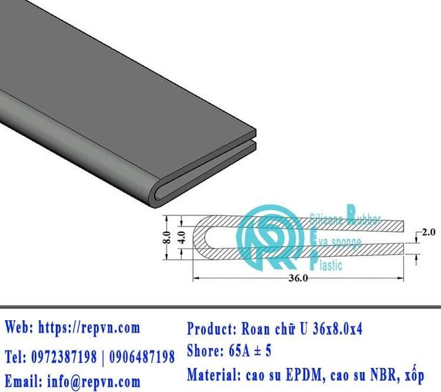 Vòng đệm nối nhiệt cao su chữ U 4.0mm min