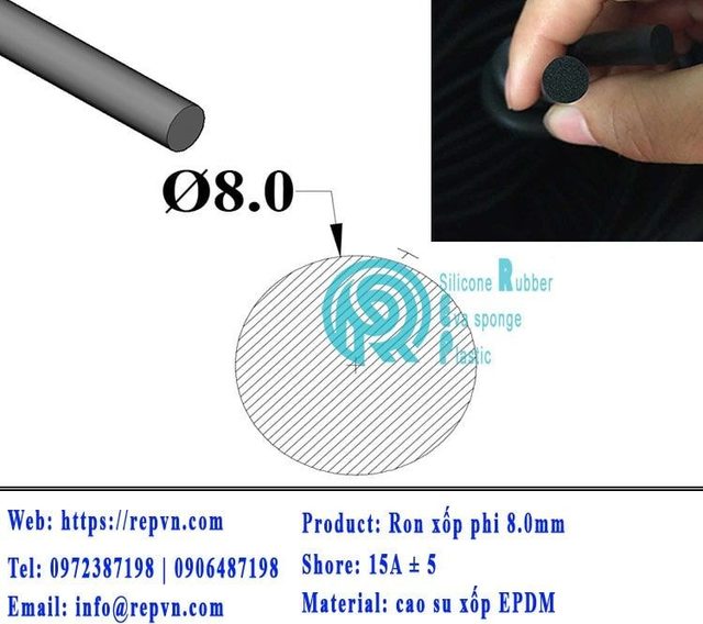 ron xop EPDM tron phi 8.0mm min