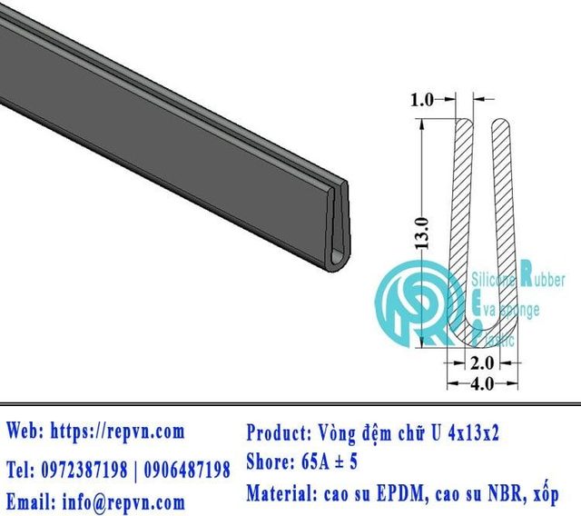 Vòng đệm nối nhiệt cao su chữ U 2.5mm min