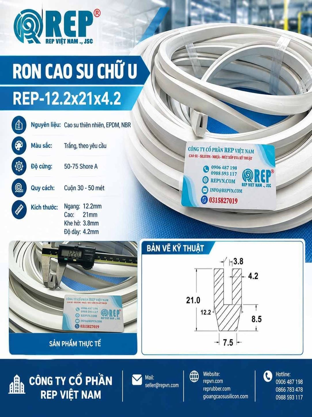 Gioăng cao su chữ U 12.2x21x4.2