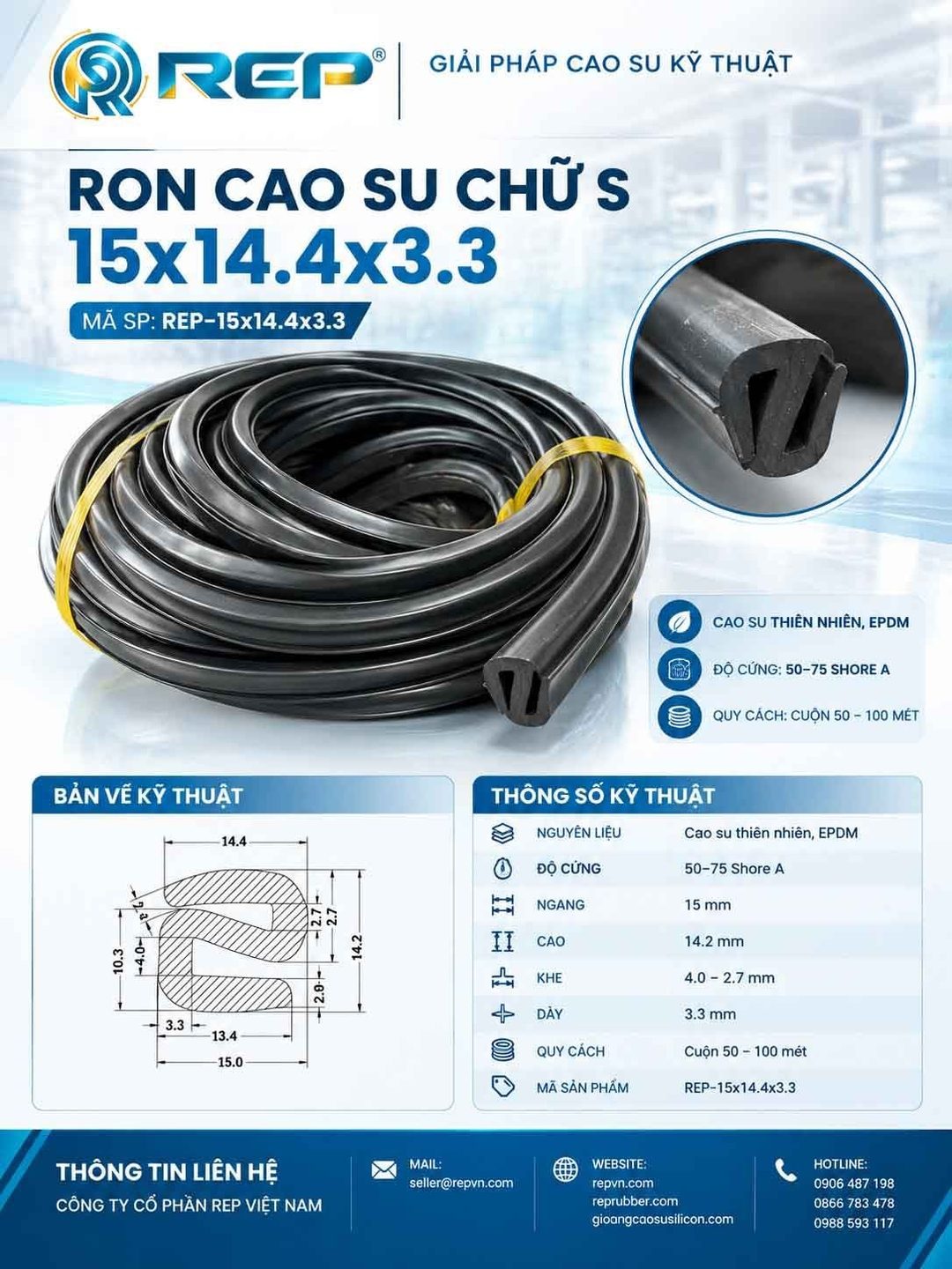 Gioăng cao su chữ S 15x14.4x3.3