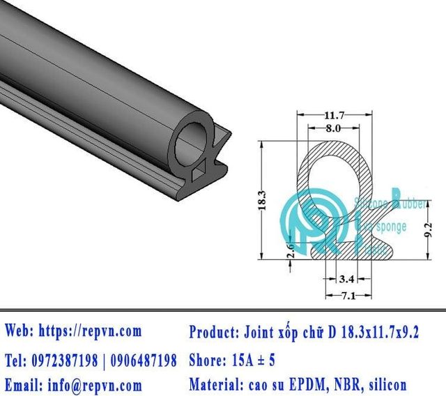 Vòng đệm nối nhiệt cao su chữ U 5.5mm min