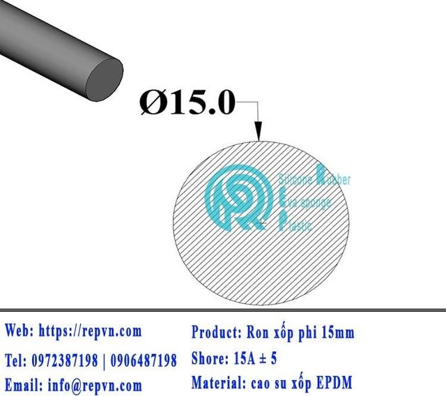 ron xop EPDM tron phi 15mm min