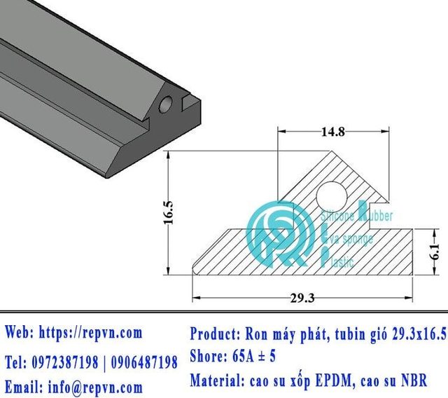 ron xop EPDM tron phi 3.0mm min