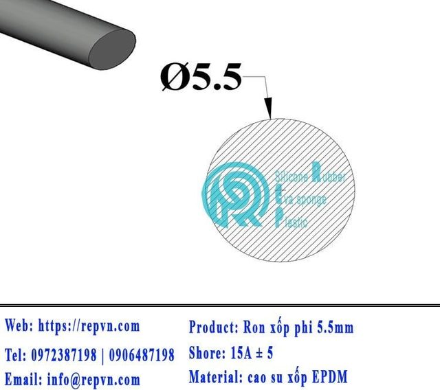 ron xop EPDM tron phi 5.5mm min