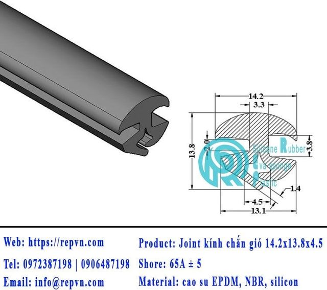 Vòng đệm nối nhiệt cao su chữ U 1.5mm min