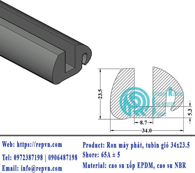 ron xop EPDM tron phi 5.5mm min