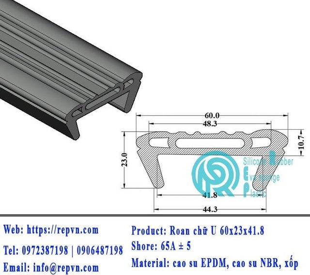 Vòng đệm nối nhiệt cao su chữ U 5.5mm min
