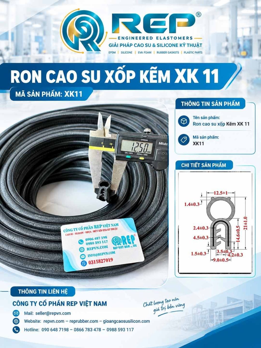 Ron cao su xốp kẽm XK 02