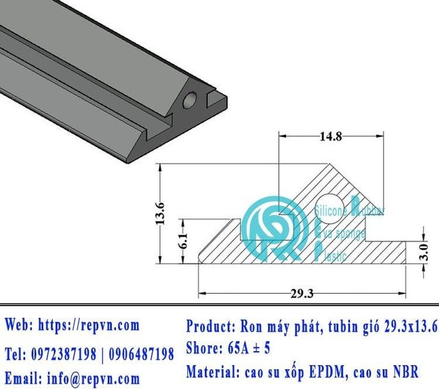 ron xop EPDM tron phi 2.5mm min