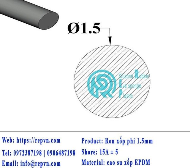 ron xop EPDM tron phi 1.5mm min