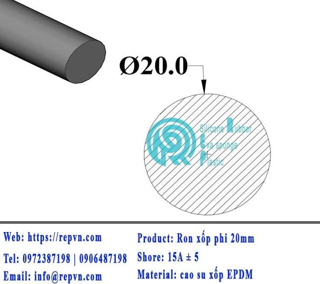 ron xop EPDM tron phi 20mm min