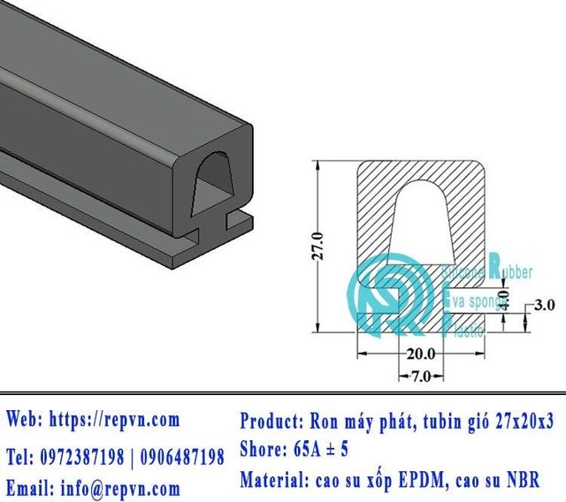ron xop EPDM tron phi 4.0mm min