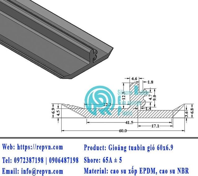 ron xop EPDM tron phi 1.0mm min