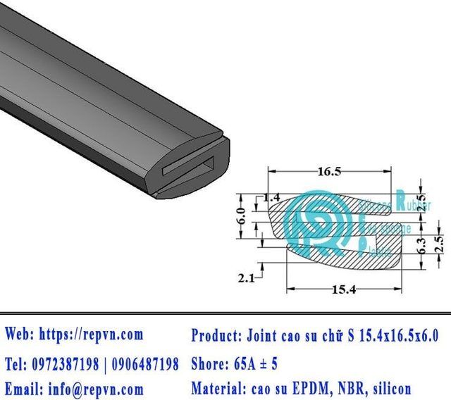 Vòng đệm nối nhiệt cao su chữ U 5.0mm min