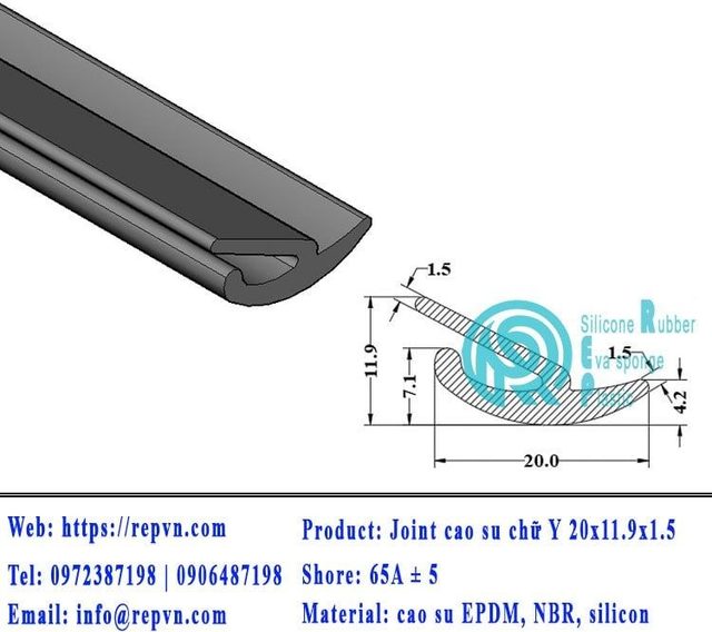 Vòng đệm nối nhiệt cao su chữ U 4.0mm min
