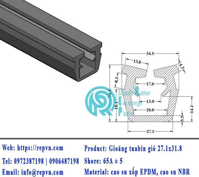 ron xop EPDM tron phi 2.5mm min