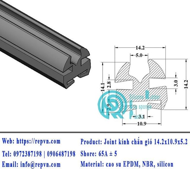 Vòng đệm nối nhiệt cao su chữ U 1.0mm min
