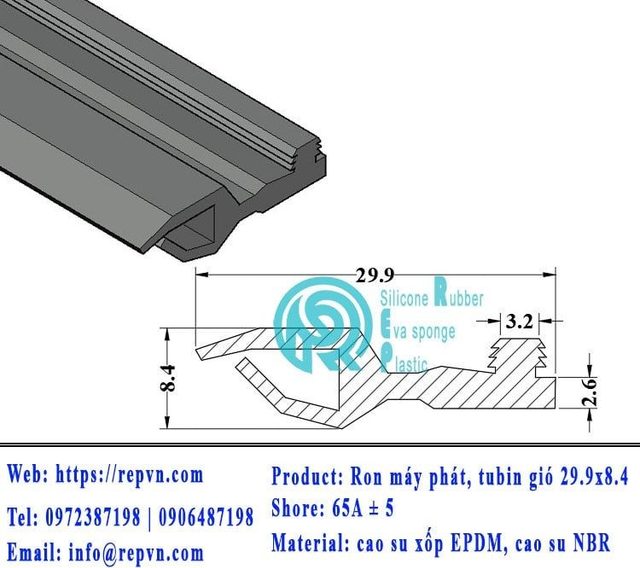 ron xop EPDM tron phi 1.0mm min