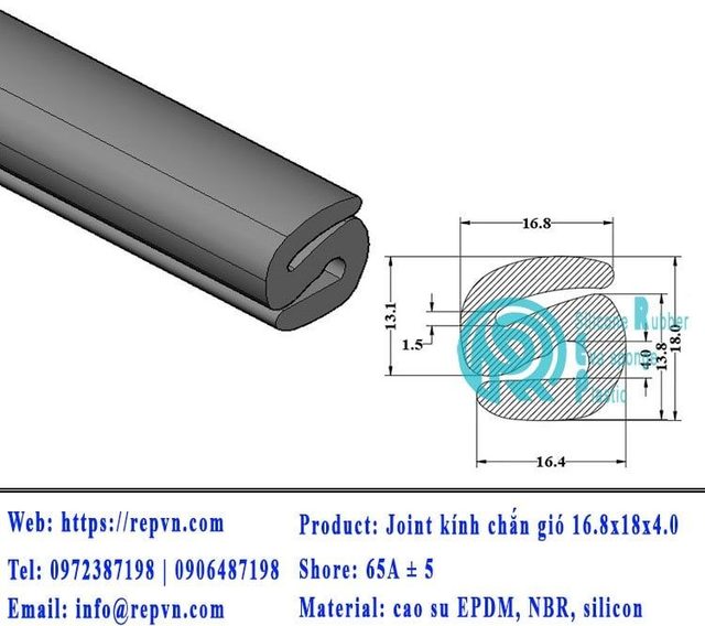 Vòng đệm nối nhiệt cao su chữ U 3.5mm min