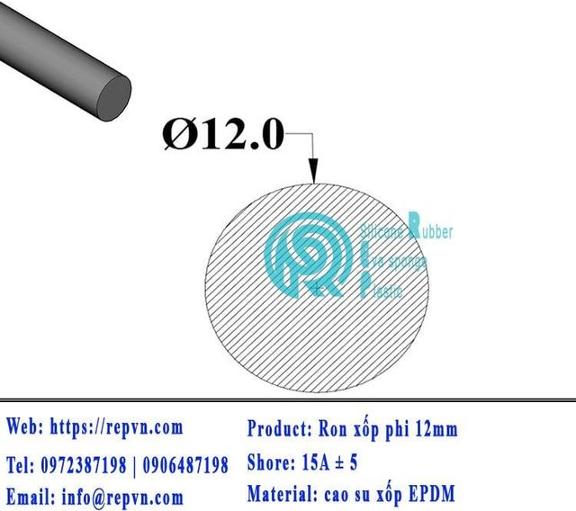 ron xop EPDM tron phi 12mm min
