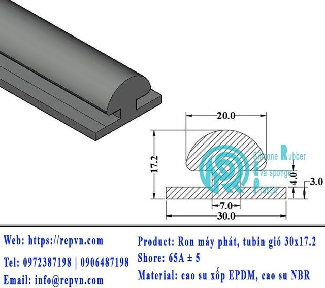 ron xop EPDM tron phi 4.5mm min