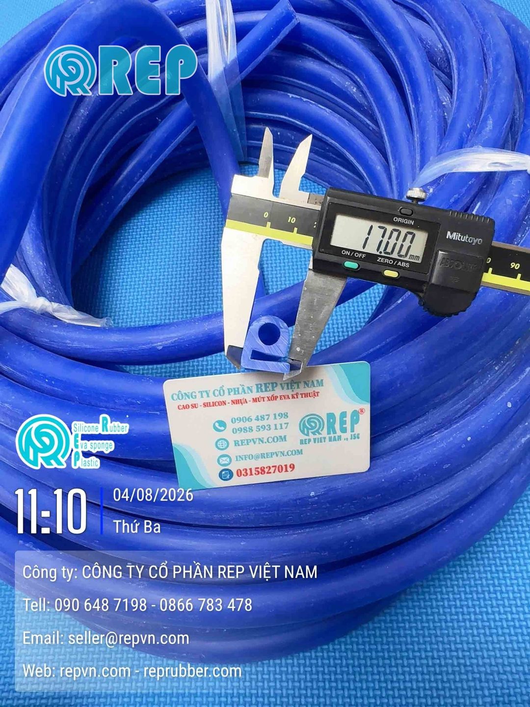 Ron silicon xanh dương chữ E 17x20x3, khe 4mm